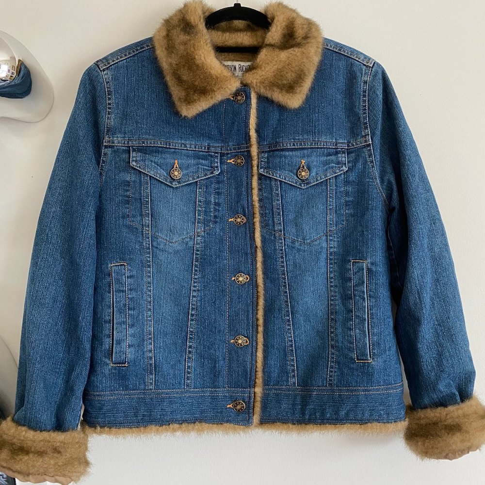 90’s Style Faux Fur Lined Denim Jacket